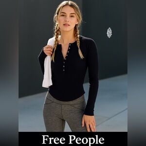 🖤 Free People Movement Kick Off Solid Layer Henley – Black – Size S